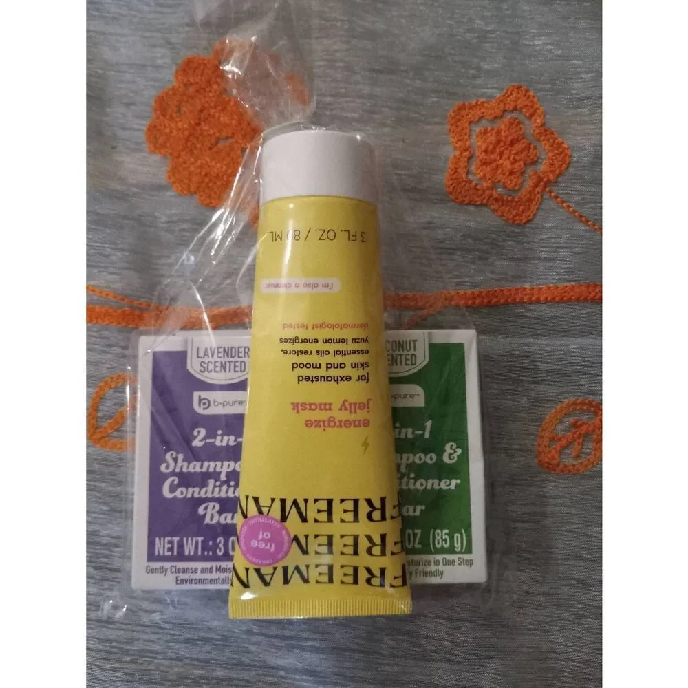 Health and beauty set of two 2in1 shampoo and conditioner bars and freeman skin